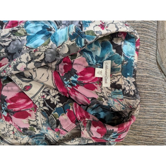 Coldwater Creek size 10 womens multicolor 2 button blazer short sleeve jacket - Picture 5 of 8